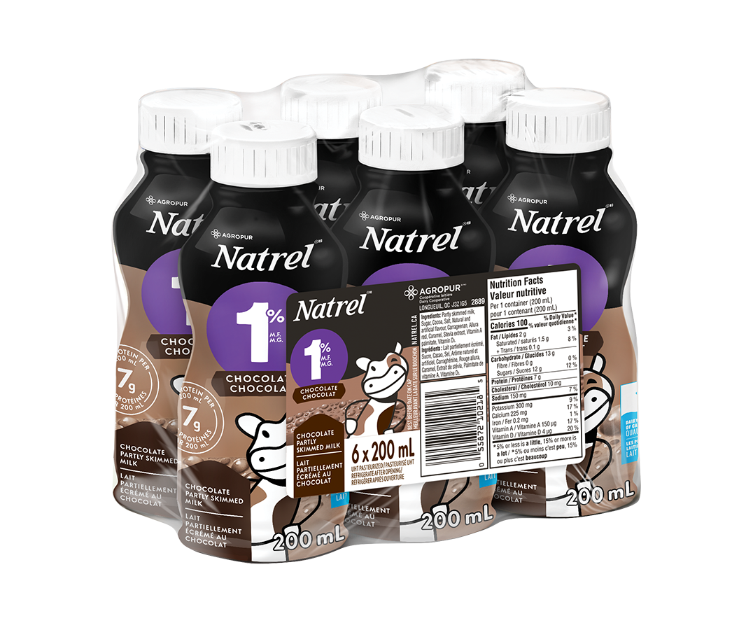 6X200ML NATREL CHOCOLATE MILK 1% | Agropur Solutions